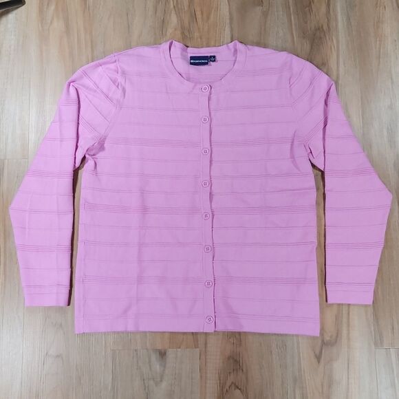 🔺️NorthCrest Lavender Textured Buttoned Cardigan Large - Picture 1 of 8